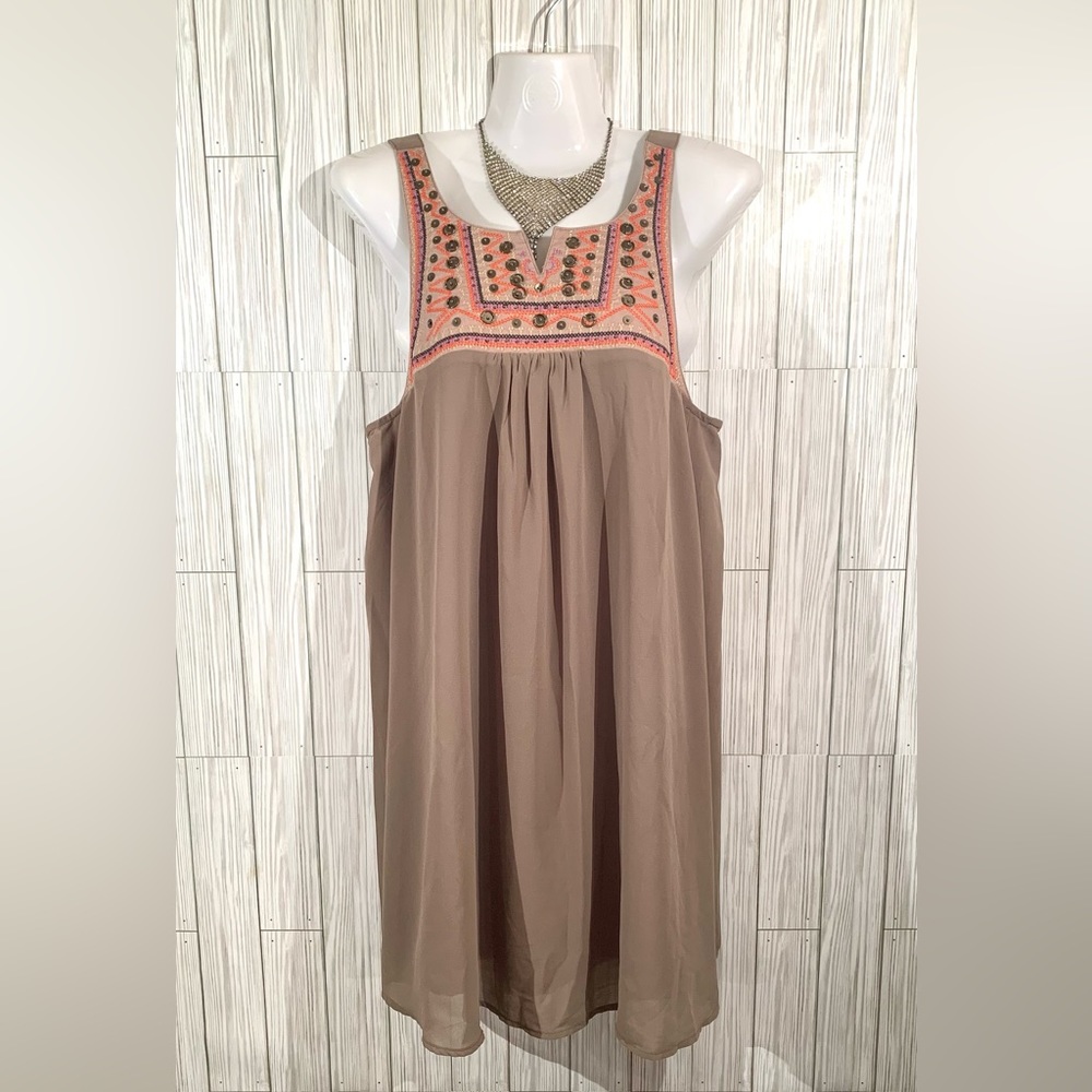 Umgee Embroidered Sequined Swing Dress